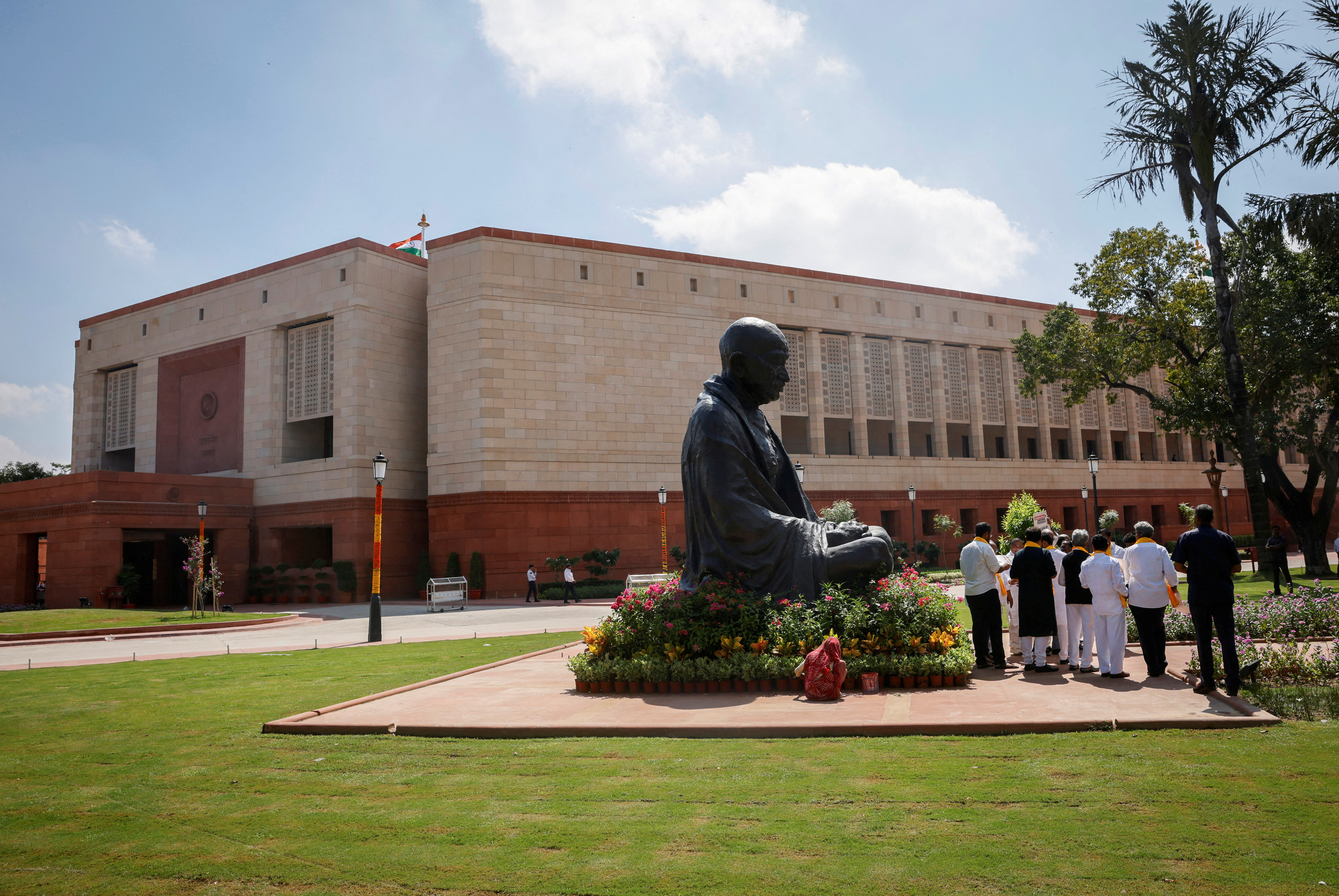 India's new parliament building is pictured a day before its inauguration in New Delhi
