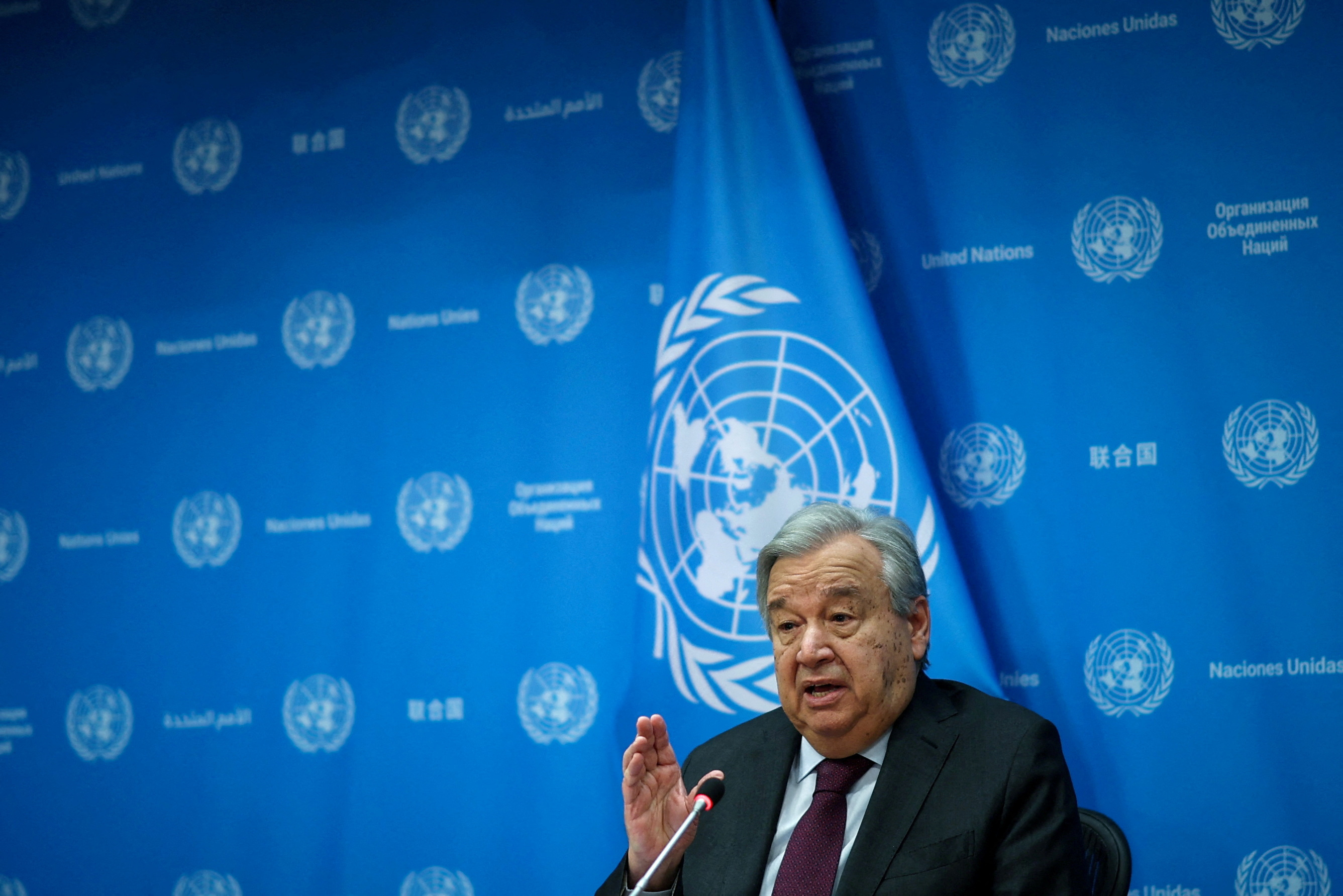 FILE PHOTO: United Nations Secretary General Antonio Guterres holds press conference at U.N. headquarters in New York