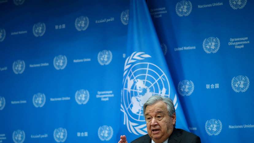 FILE PHOTO: United Nations Secretary General Antonio Guterres holds press conference at U.N. headquarters in New York
