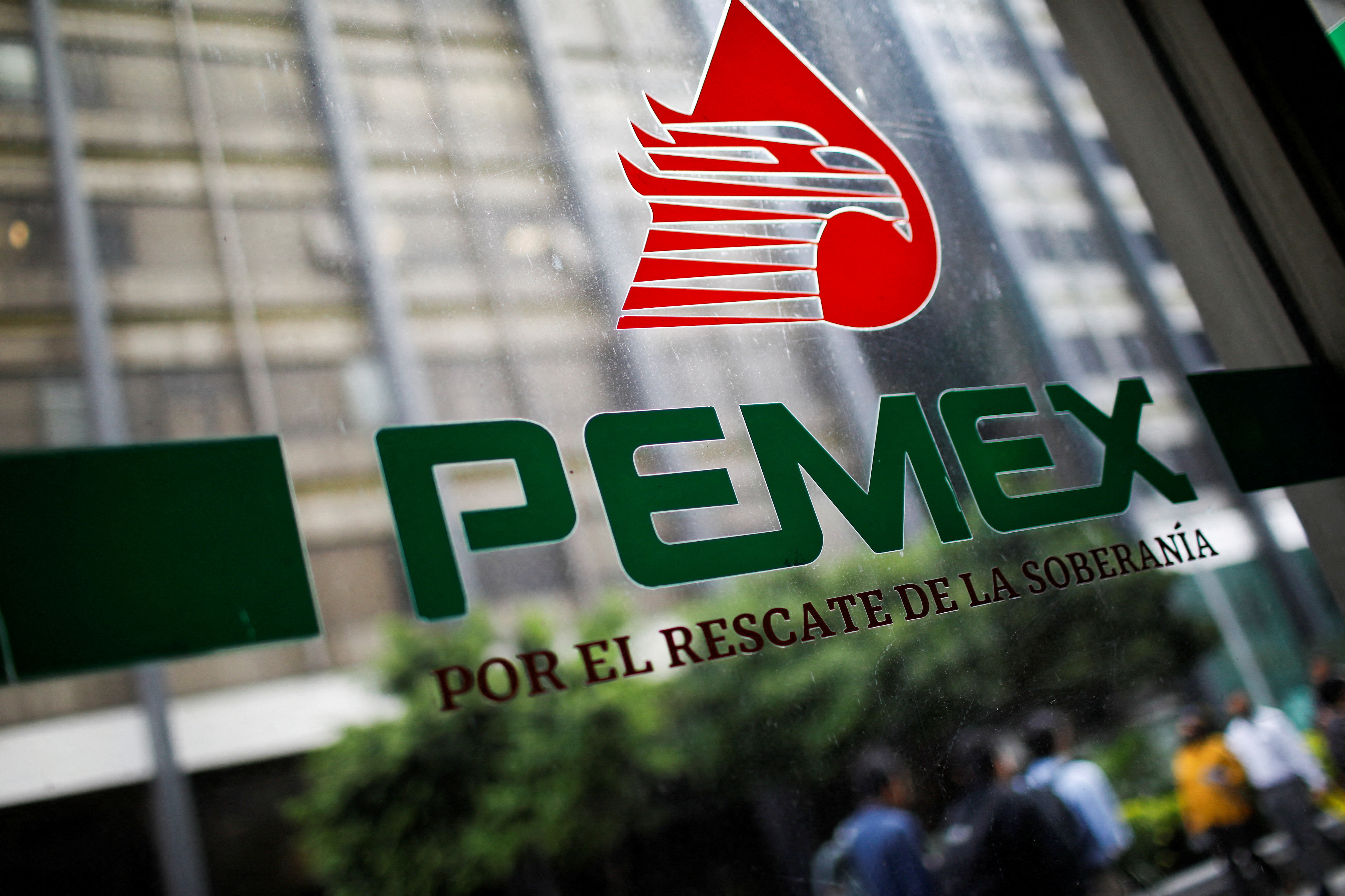 FILE PHOTO: The logo of Petroleos Mexicanos (Pemex) is pictured at the company's headquarters in Mexico City