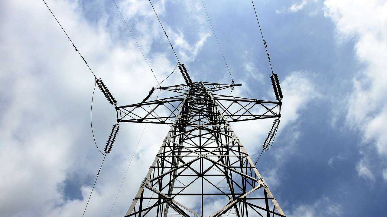 Electricity pylon along Albania's 400 kV power line with Montenegro is pictured in Vau Dejes, near the city of Shkoder