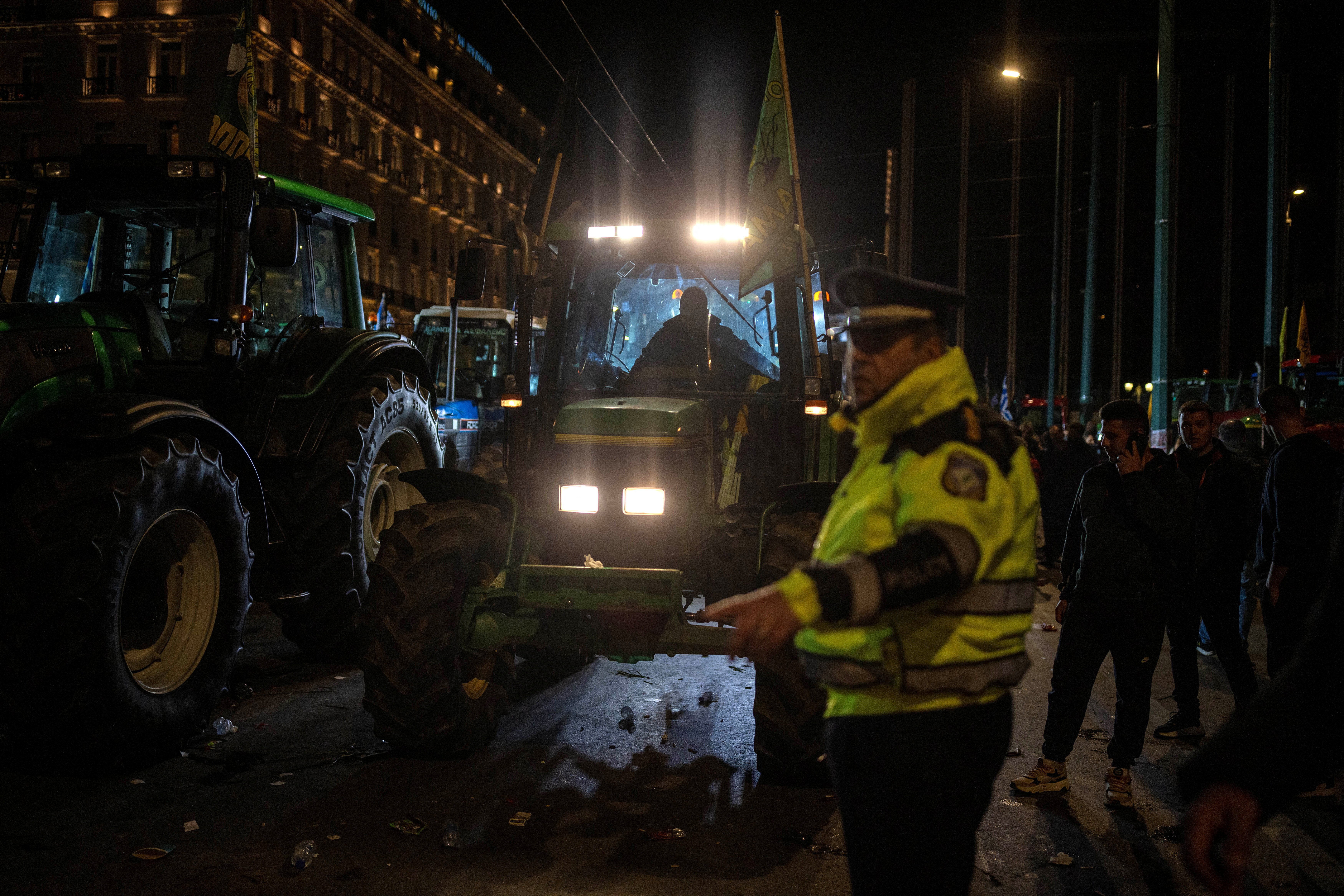 Greek farmers hold protest rally with tractors in Athens