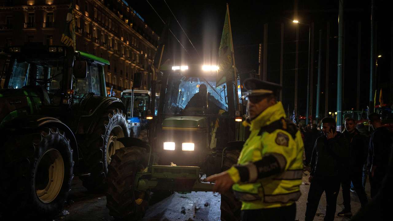 Greek farmers hold protest rally with tractors in Athens