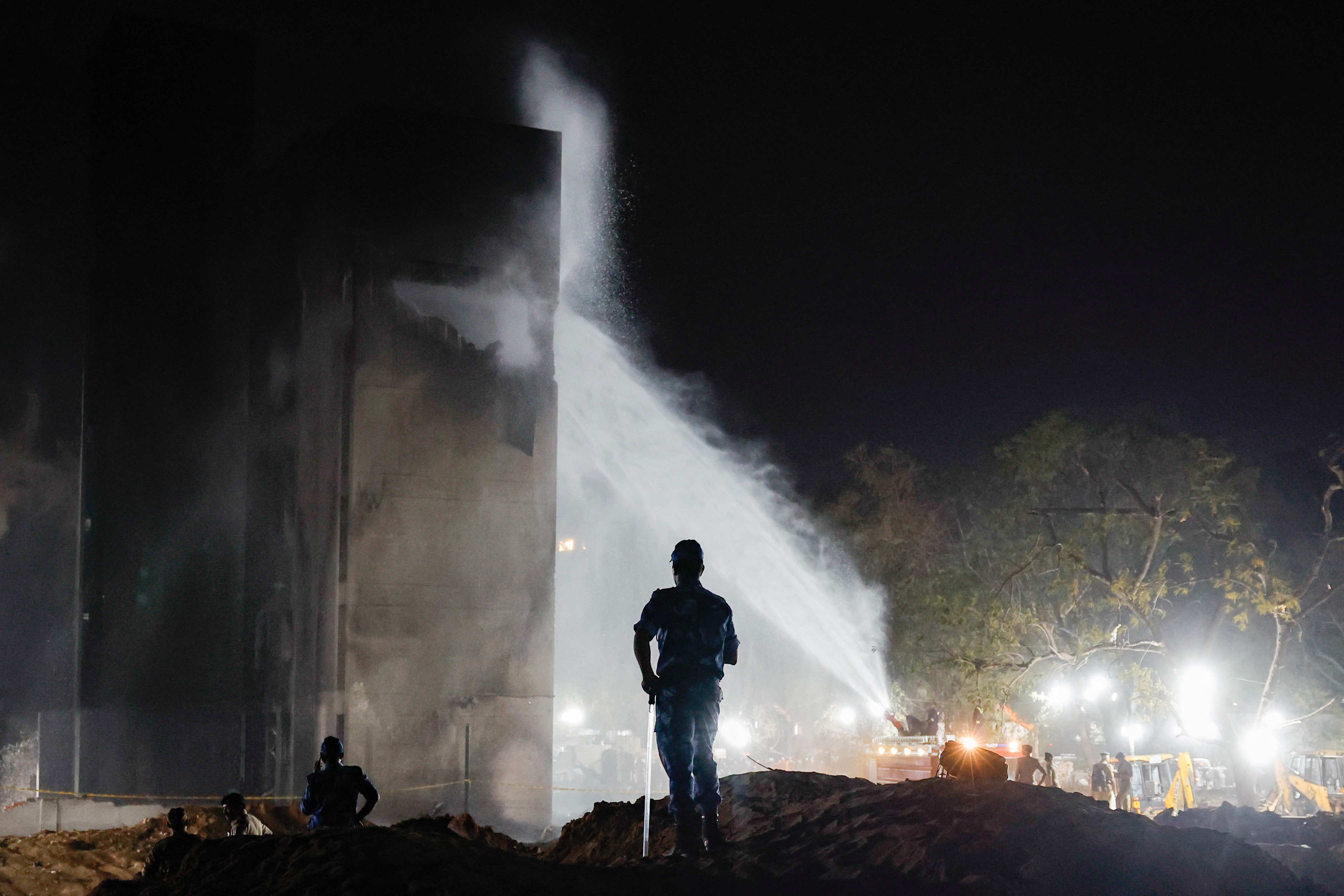 Aftermath of the Air India crash during take-off, in Ahmedabad
