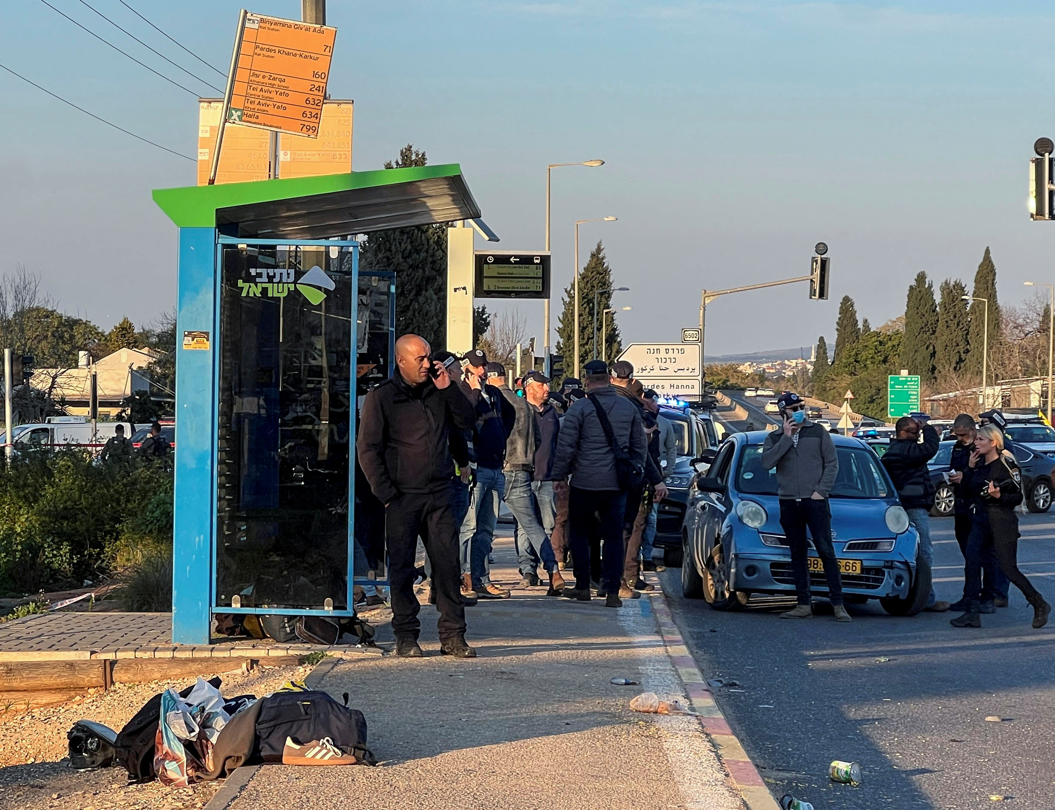 Israeli police work at the scene of a suspected ramming attack near