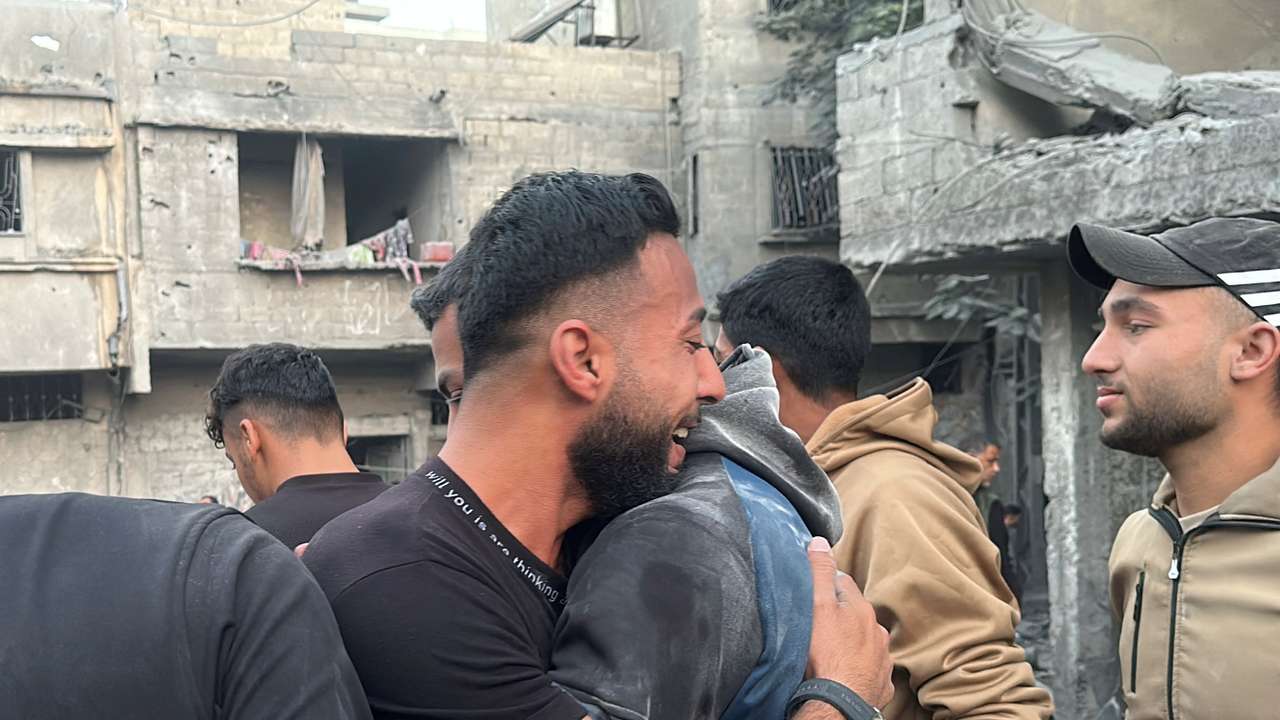 Aftermath of Israeli strike on a house in Gaza's Jabalia