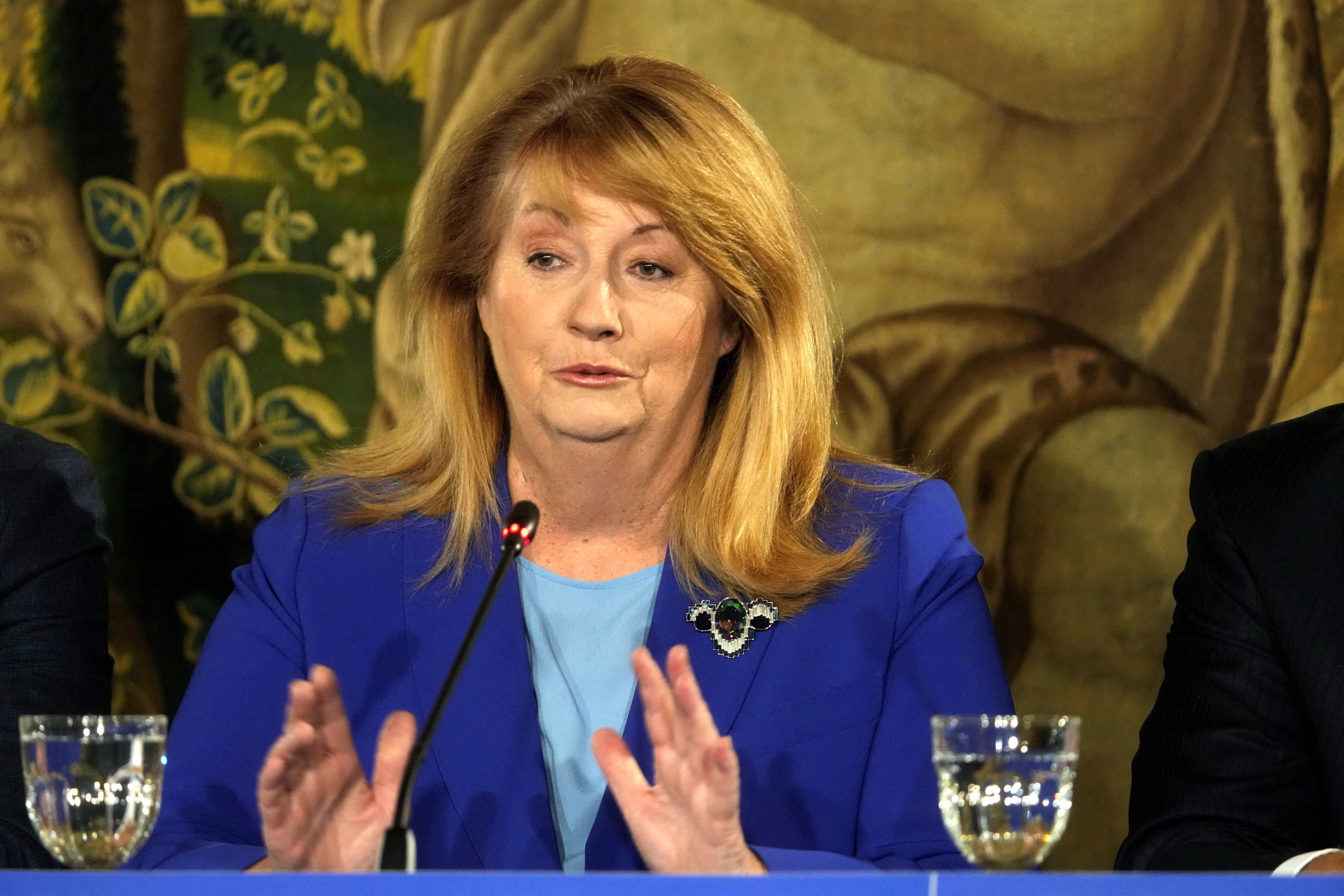 Social Democrats leader Blinkeviciute attends press conference in Vilnius