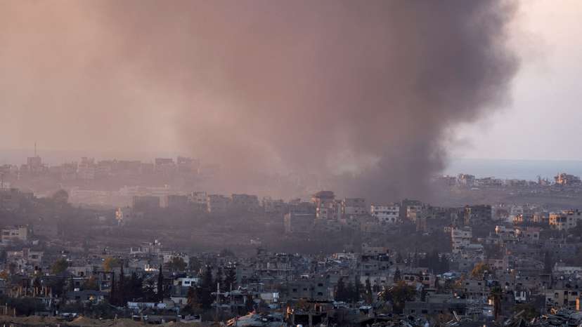 FILE PHOTO: Smoke rises from Gaza, as seen from the Israeli side of the border