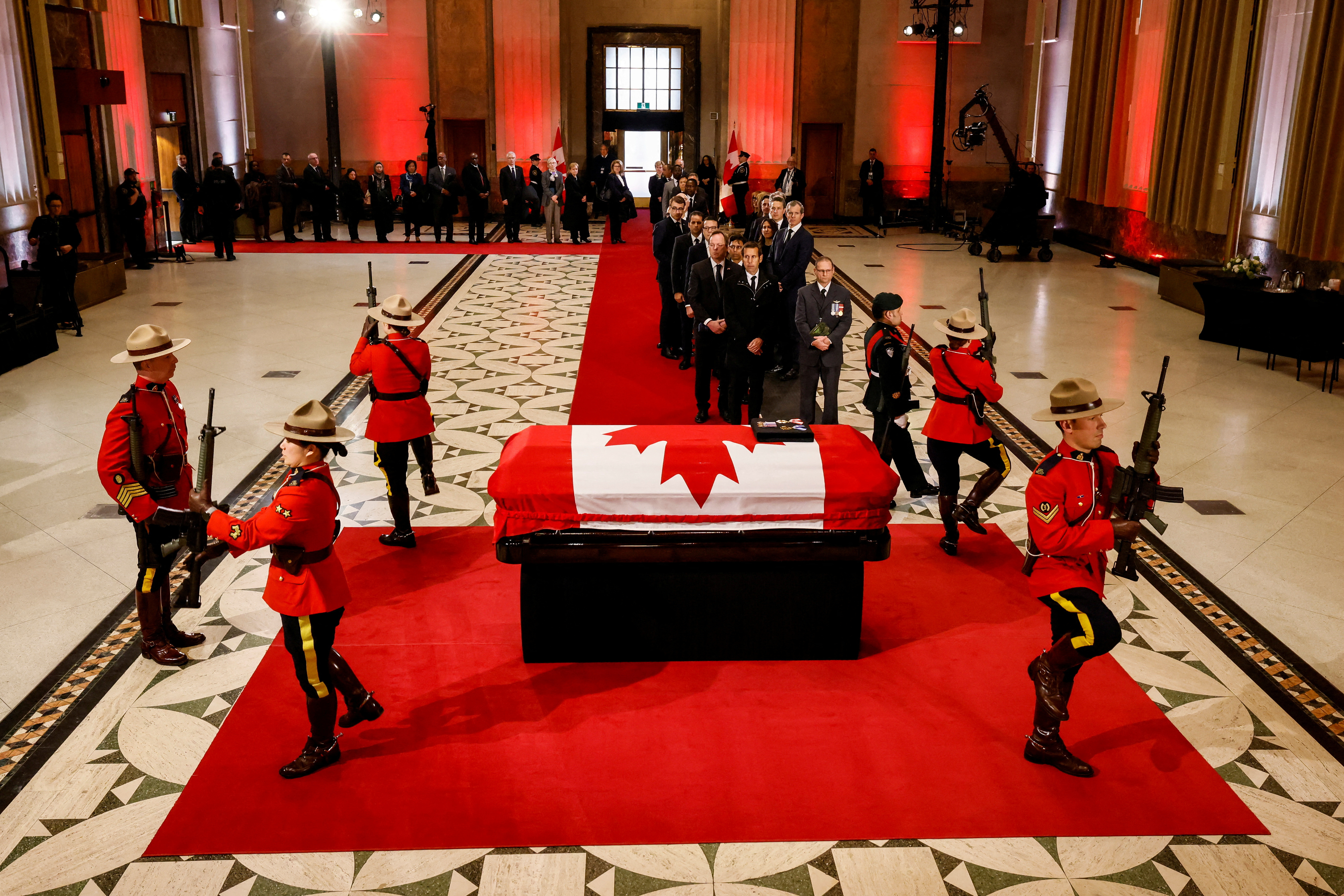 The casket of late former Canadian PM Mulroney lies in state ahead of his Montreal funeral