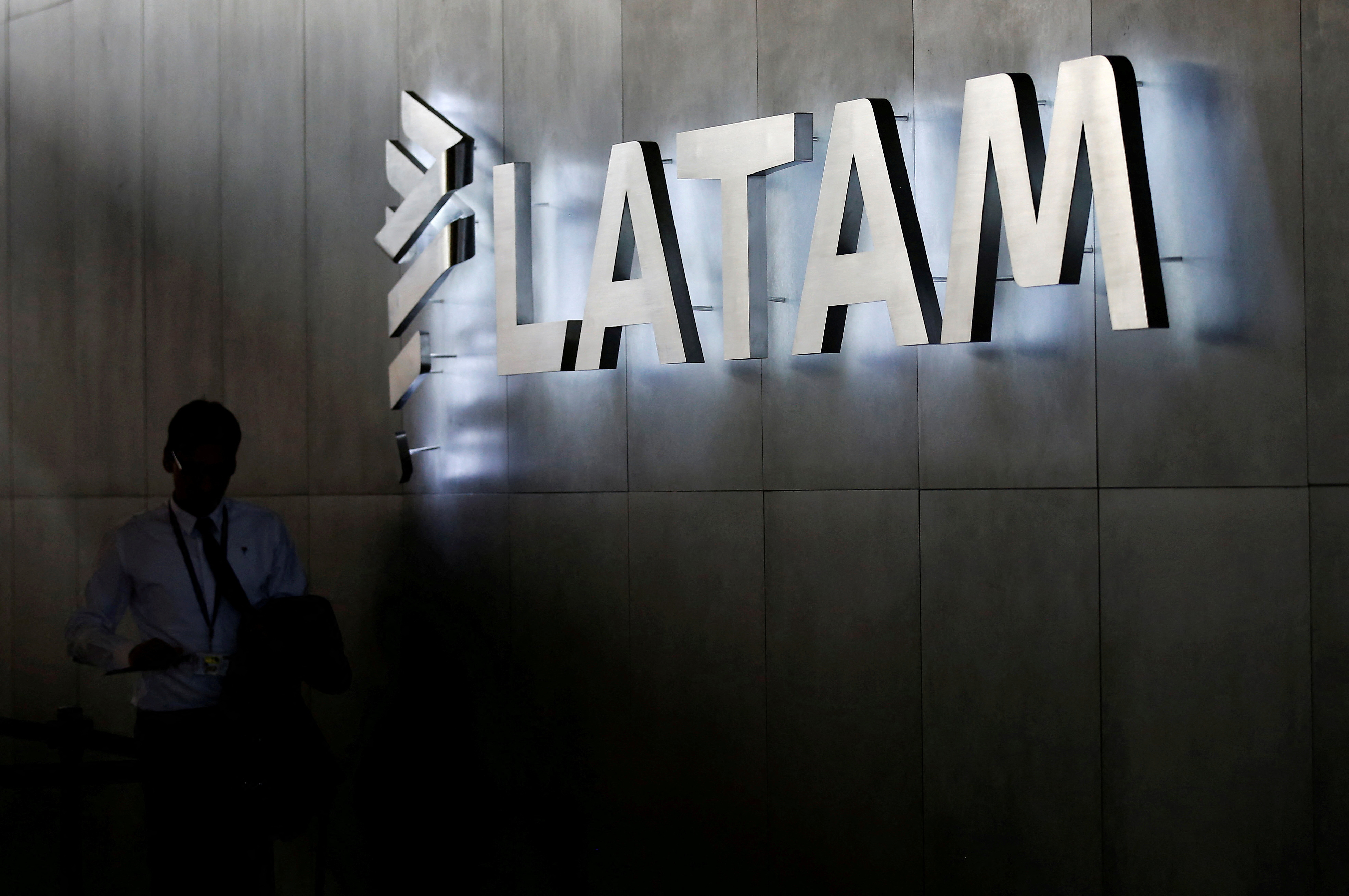 FILE PHOTO: LATAM airlines logo, is seen inside of the Commodore Arturo Merino Benitez International Airport in Santiago
