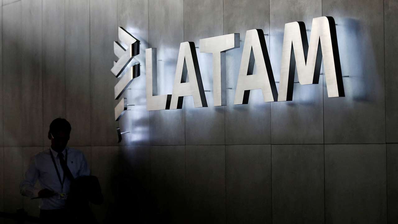 FILE PHOTO: LATAM airlines logo, is seen inside of the Commodore Arturo Merino Benitez International Airport in Santiago