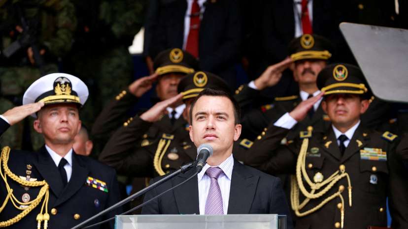 Ecuador's President, Daniel Noboa, delivers equipment to the National Police