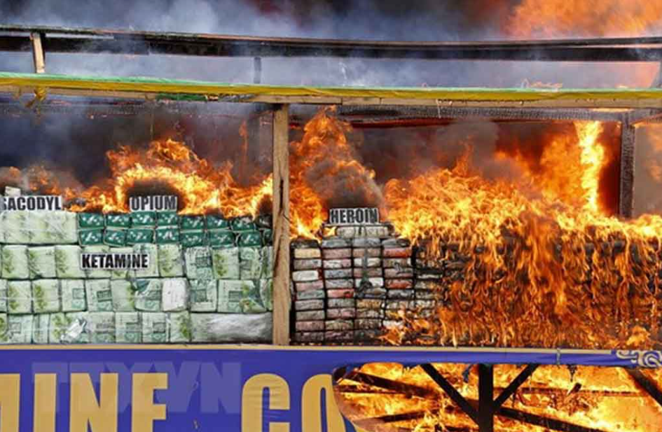 Incineration of drugs in Thailand
