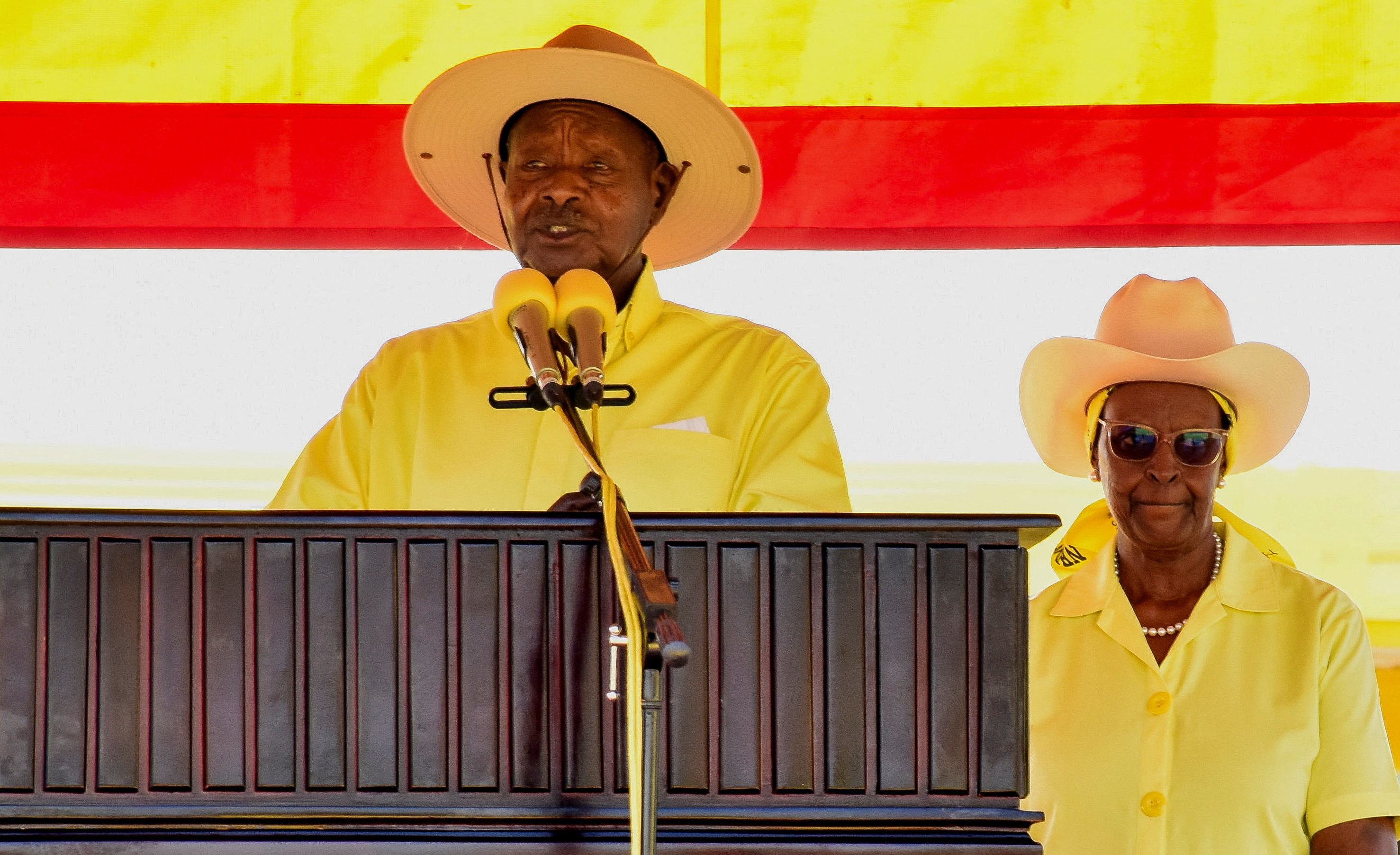 Museveni addresses supporters during final rally ahead of Uganda election, in Kampala