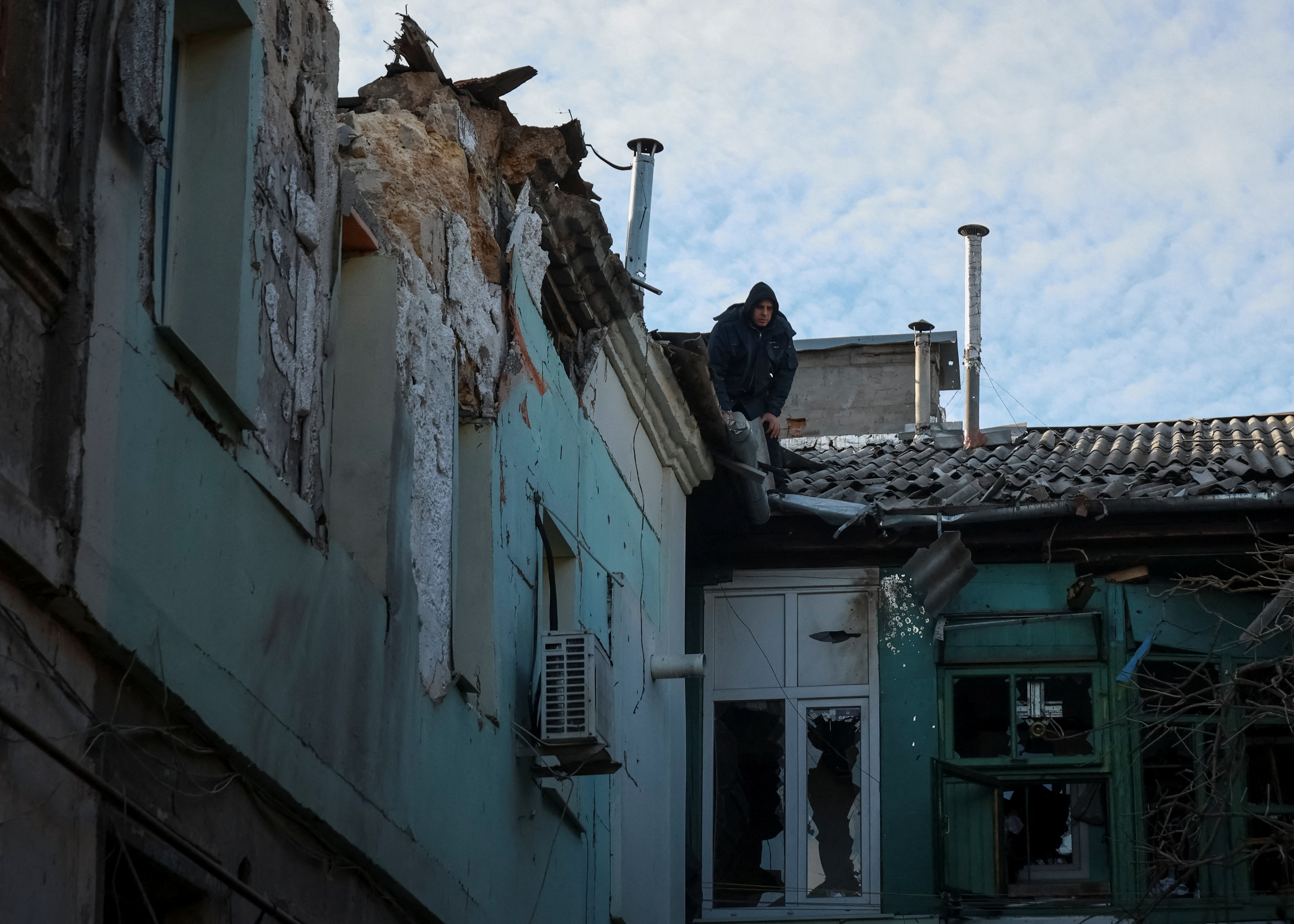 Aftermath of a Russian missile and drone attack in Odesa