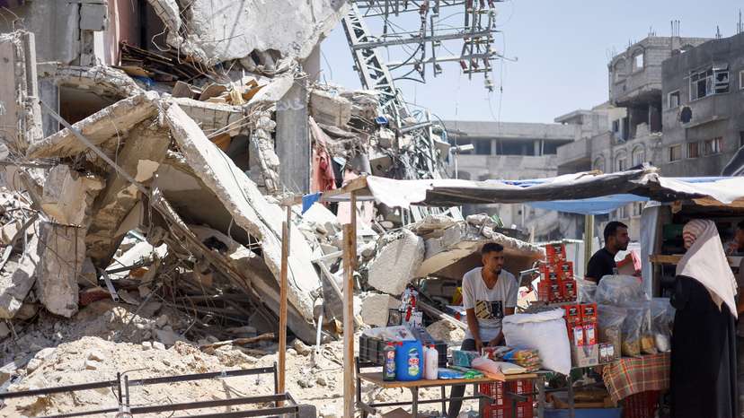 FILE PHOTO: Aftermath of an Israeli strike, in Khan Younis