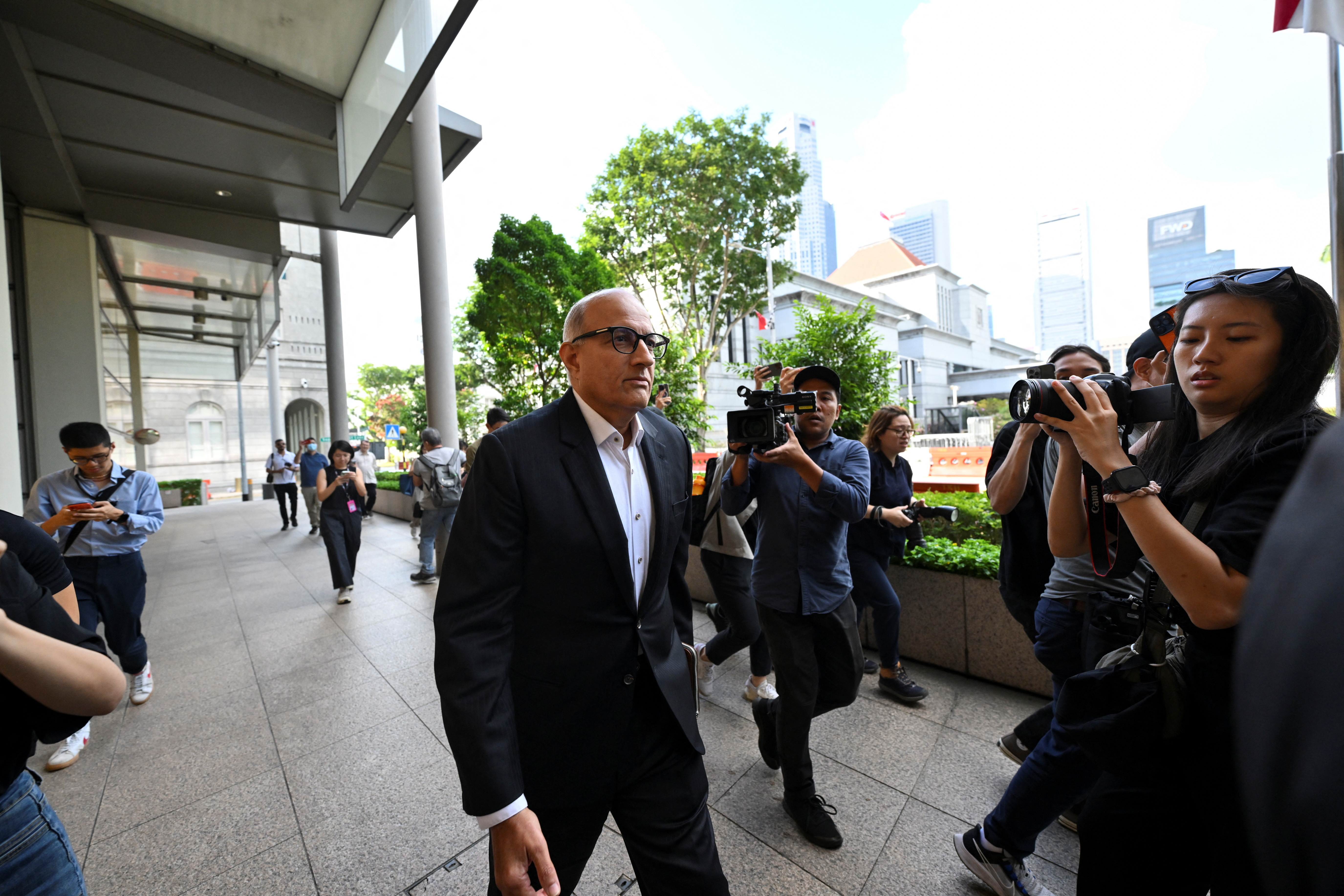 Singapore's former transport minister S. Iswaran arrives at the Supreme Court in Singapore