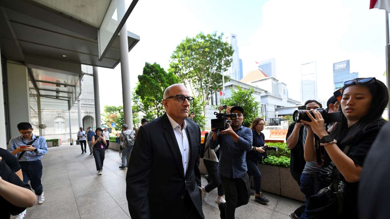 Singapore's former transport minister S. Iswaran arrives at the Supreme Court in Singapore