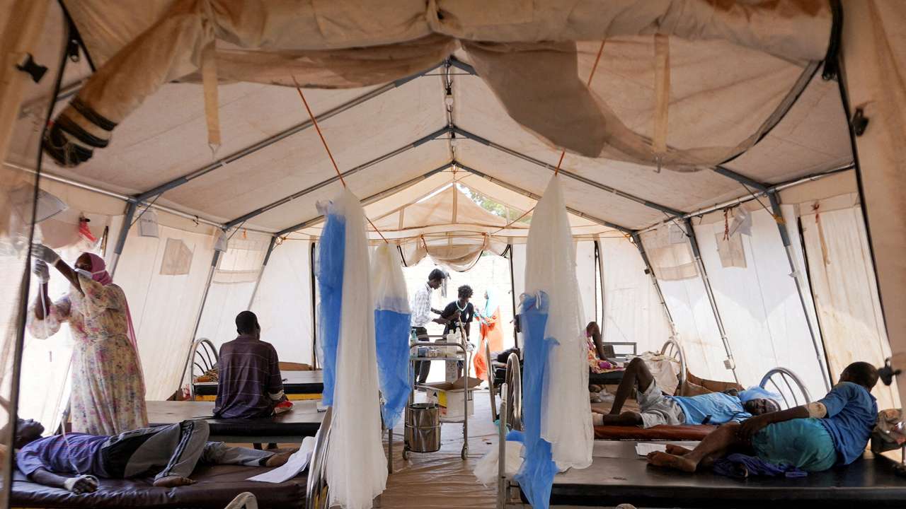 FILE PHOTO: Injured displaced Sudanese fleeing violence in al-Fashir and receiving treatment by Medecins Sans Frontieres (MSF) in Tawila