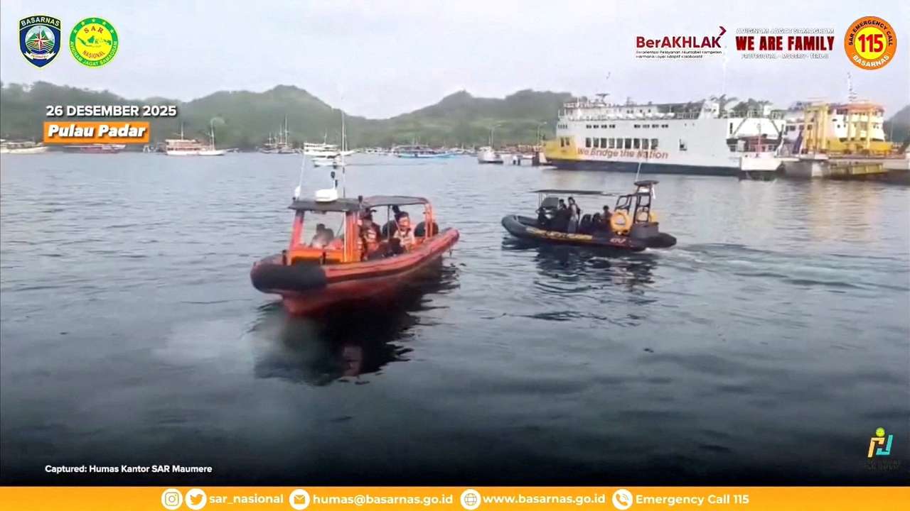 Indonesia rescues people after boat capsizes in the Padar Island Strait.