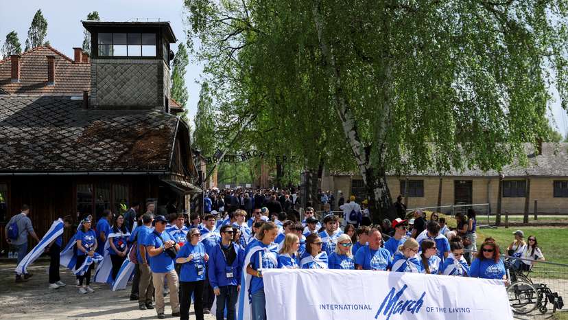 Annual International "March of the Living" through the grounds of the former Auschwitz death camp, in Oswiecim
