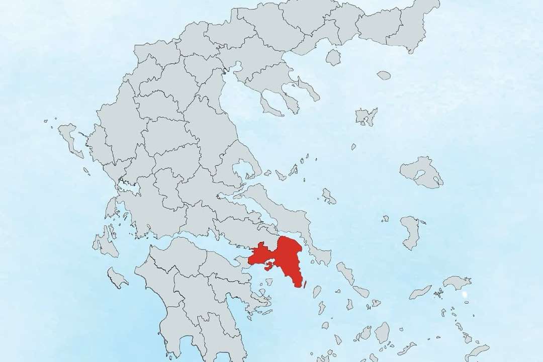 The red area on the map is Attica, home to Athens and its sprawling metropolitan region. Despite