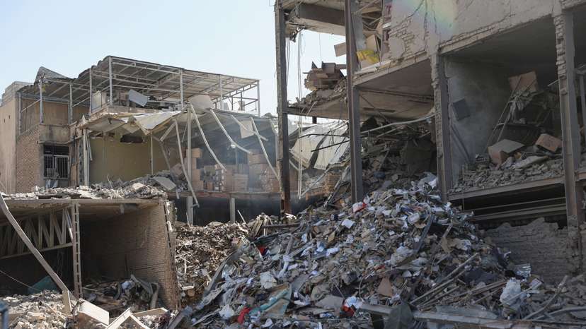 Aftermath of an Israeli and the U.S. strike on a police station in Tehran
