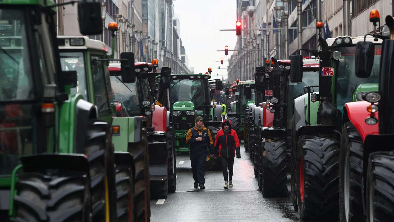 European farmers protest in Brussels