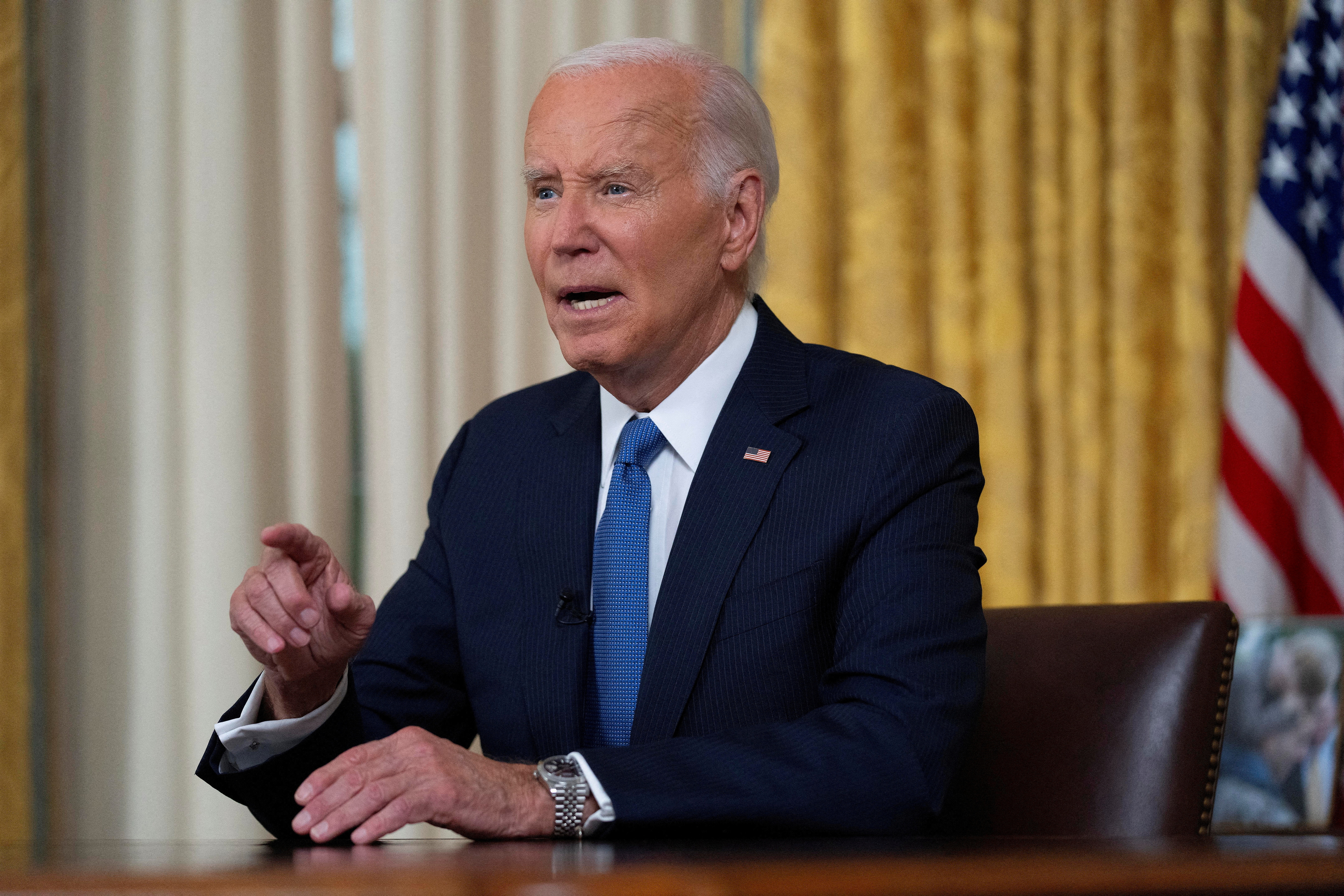 U.S. President Joe Biden addresses the nation on his decision to end his reelection bid in Washington