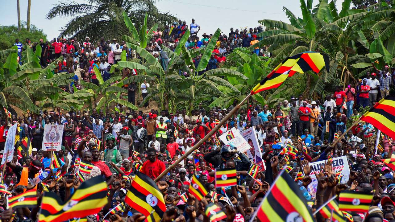 Ugandan Predidential candidate Robert Kyagulanyi of the National Unity Platform (NUP) party attends a campaign rally, in Kampala