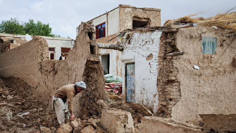 Aftermath of an earthquake, in Samangan province