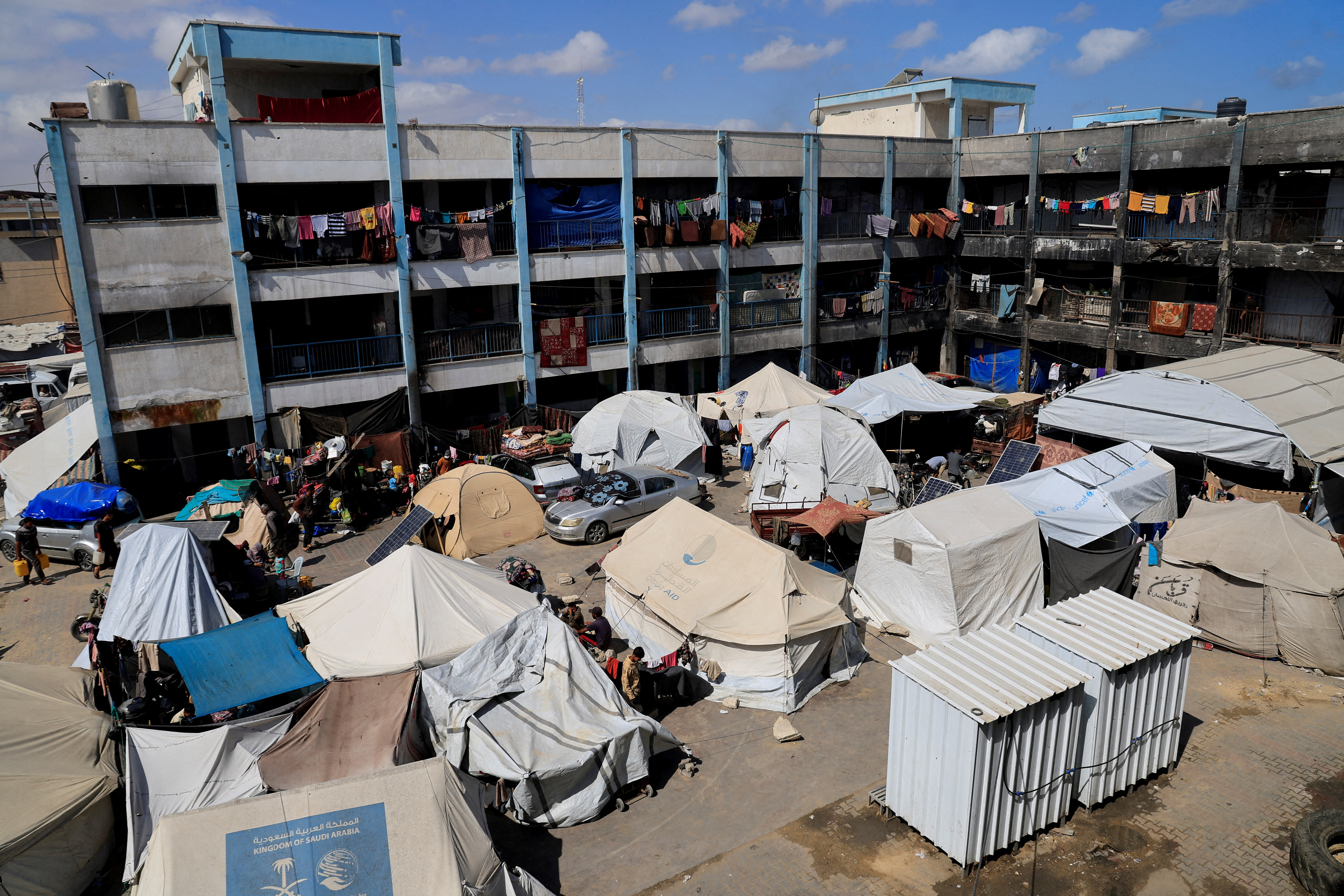 FILE PHOTO: Displaced Palestinians shelter in a UNRWA school, in Khan Younis