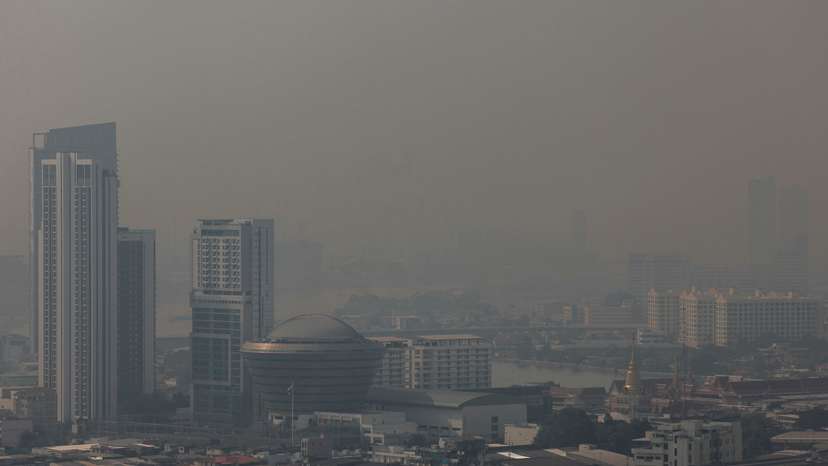 A view of the city amid air pollution in Bangkok