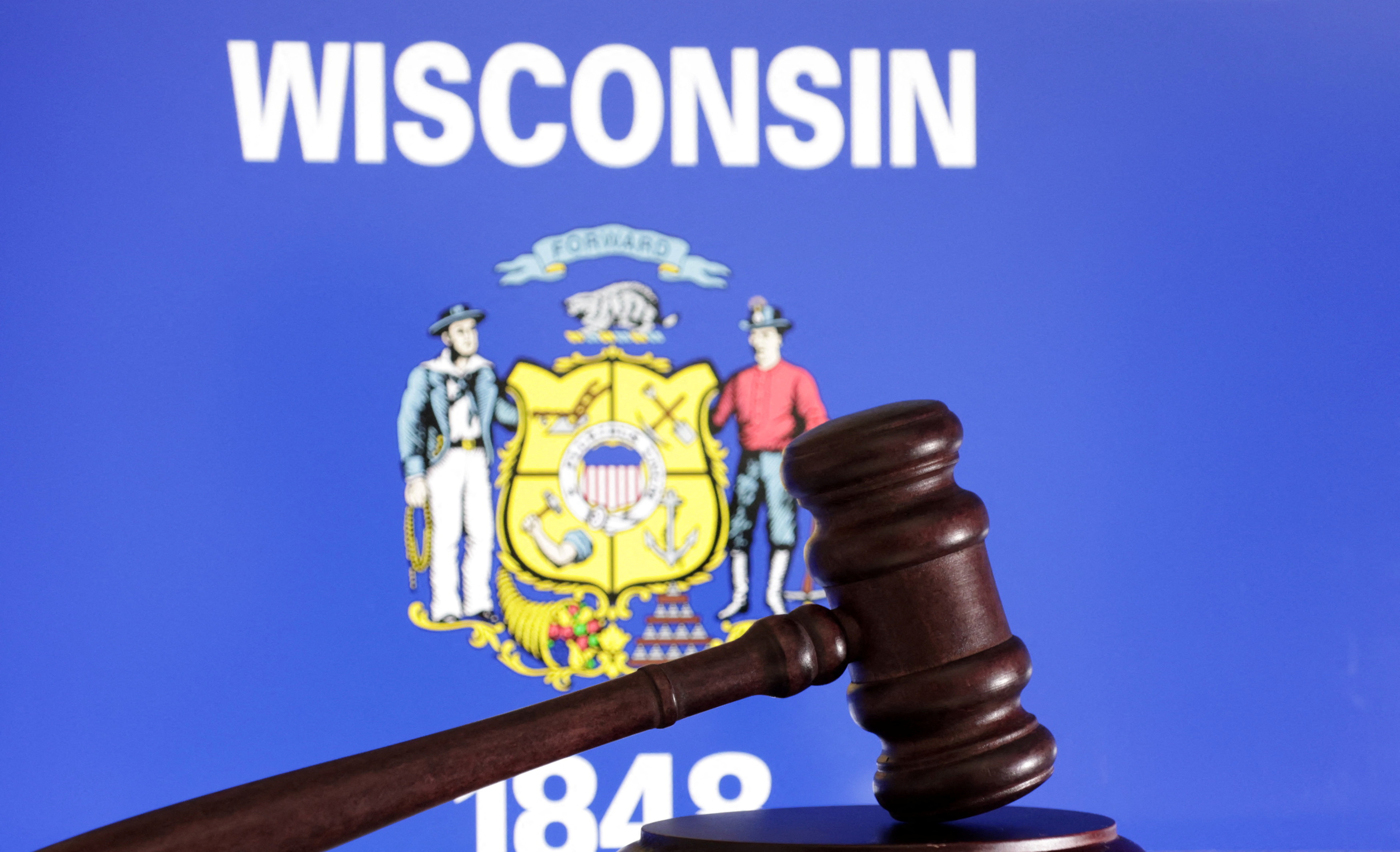 Illustration shows flag of U.S. state Wisconsin
