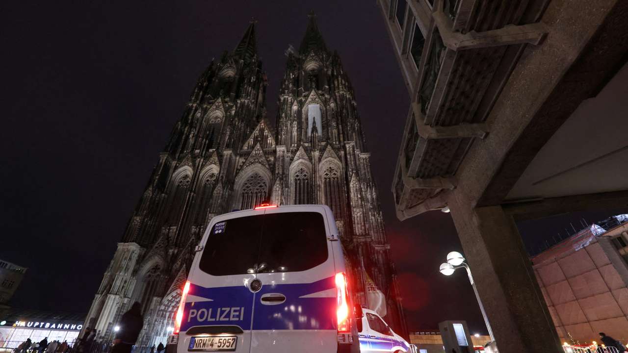 FILE PHOTO: German police secure the Cologne cathedral