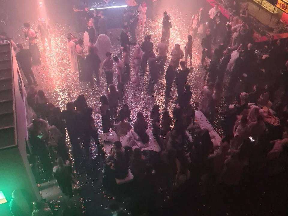 People attend an "almost naked" party at Moscow's Mutabor nightclub