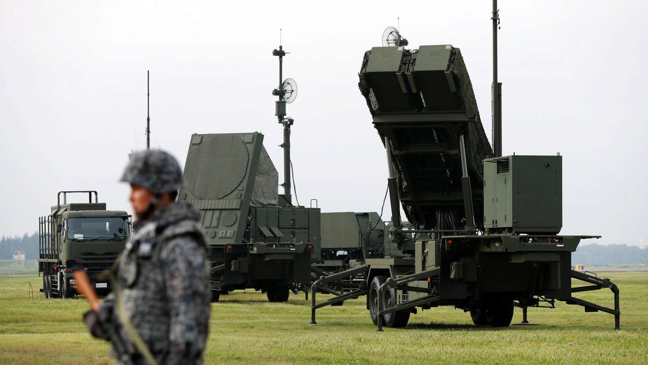 JSDF soldier takes part in a drill to mobilise their PAC-3 missile unit in response to recent missile launch by North Korea, at U.S. Air Force Yokota Air Base in Fussa