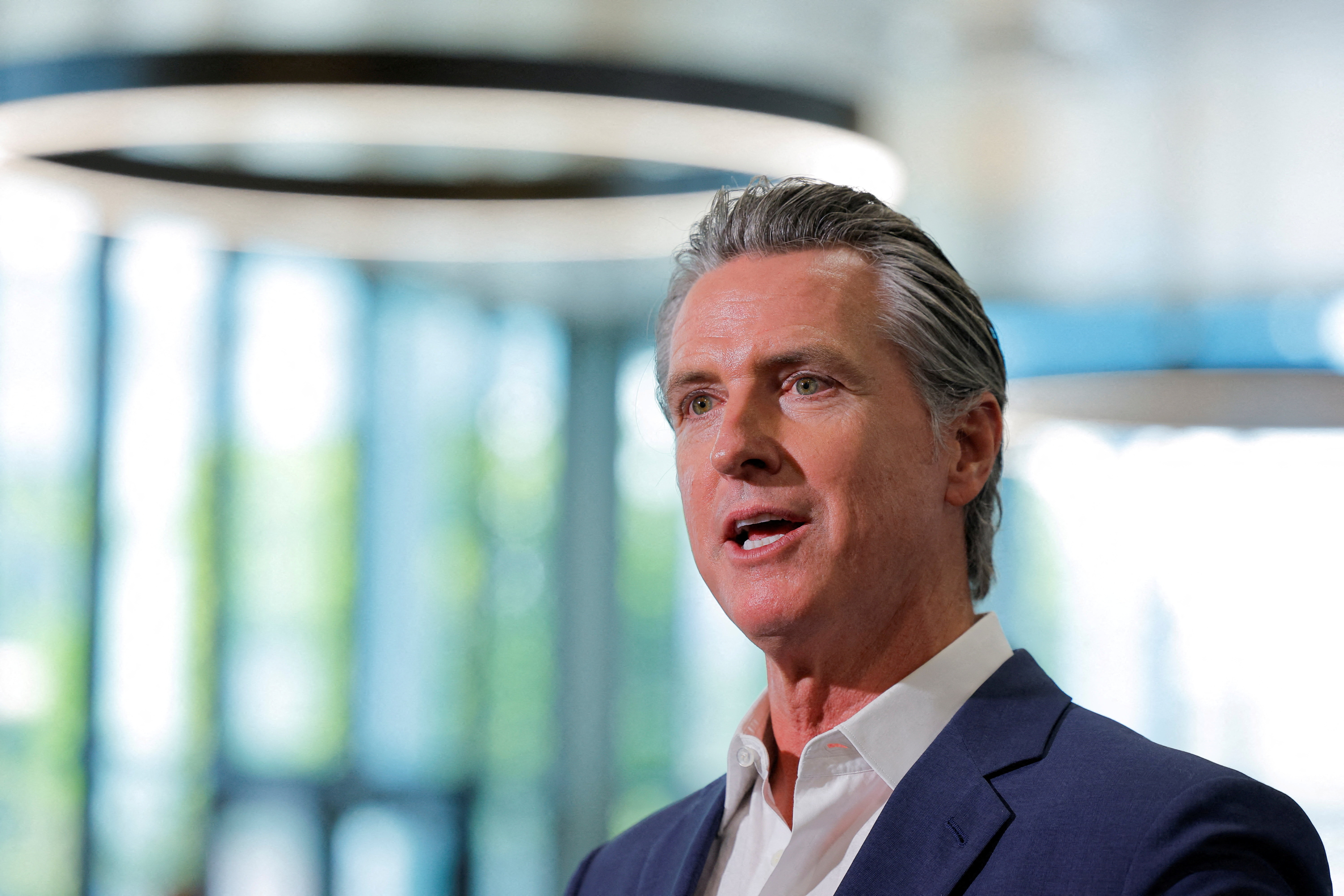 FILE PHOTO: California Governor Gavin Newsom signs legislation to improve nutrition in schools across California, in Los Angeles