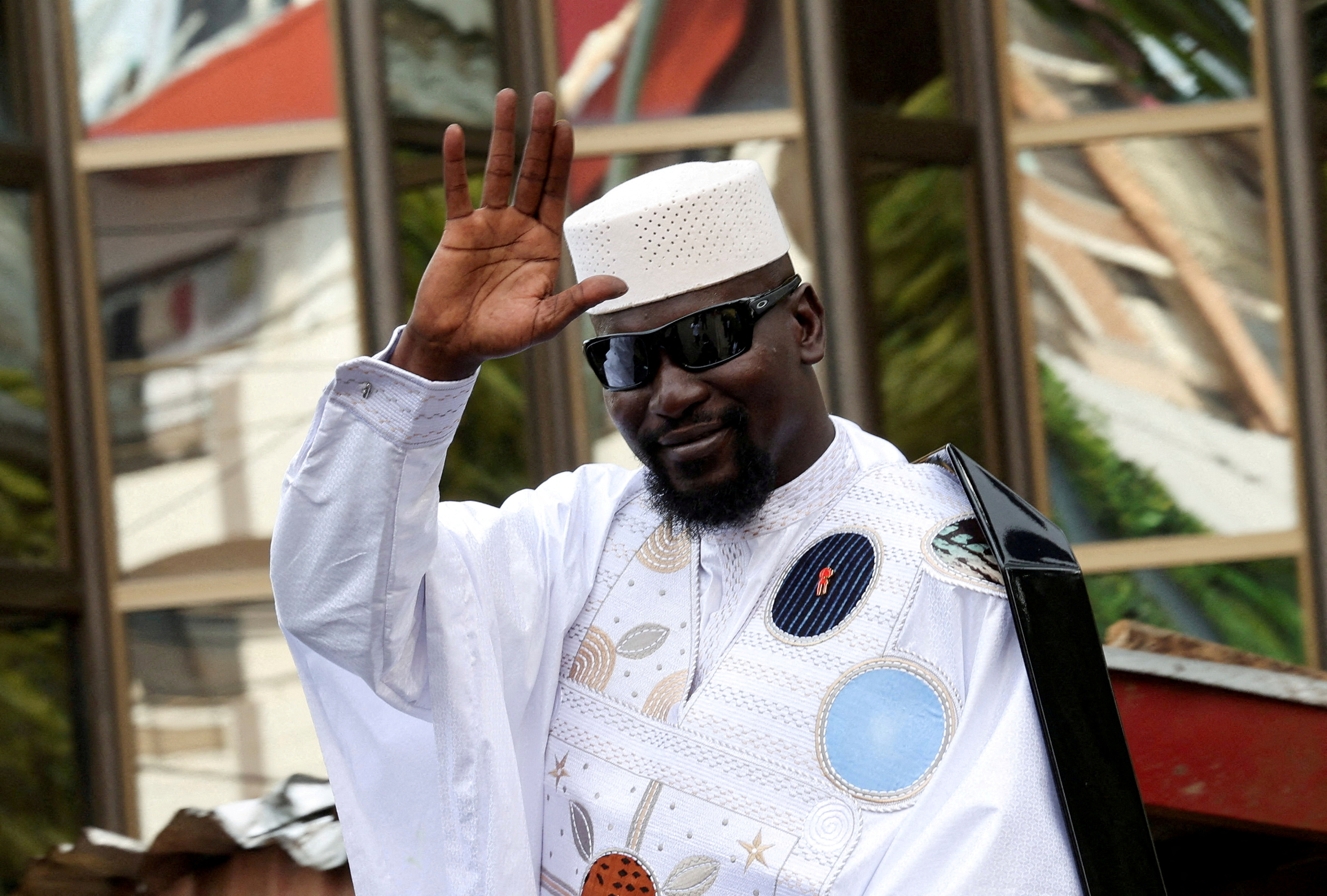 FILE PHOTO: Guinean leader Mamadi Doumbouya submits his candidacy at the supreme court ahead of Guinea presidential election in Conakry