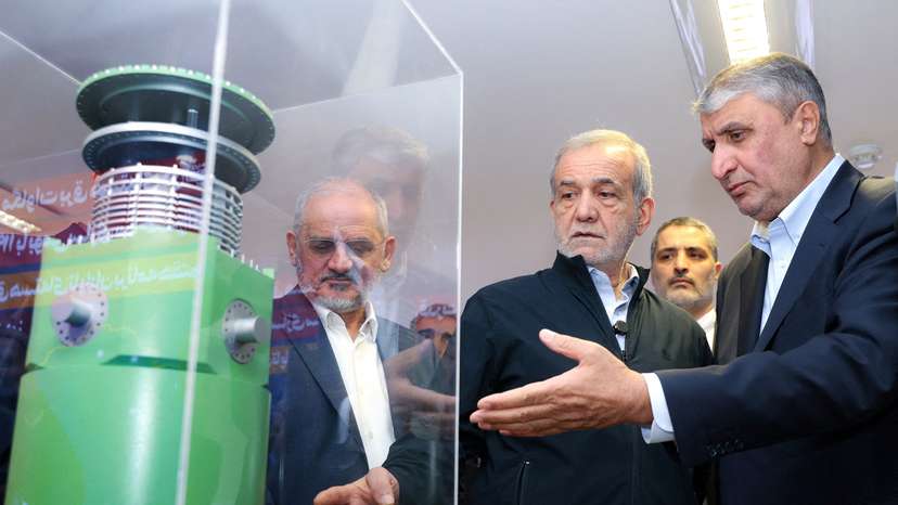 FILE PHOTO: Iran's President Masoud Pezeshkian visits Iran's nuclear achievements exhibition in Tehran