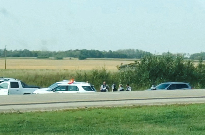 FILE PHOTO: A view of the scene where Myles Sanderson, the suspect of a stabbing spree in the Canadian province of Saskatchewan, is arrested in Rosthern
