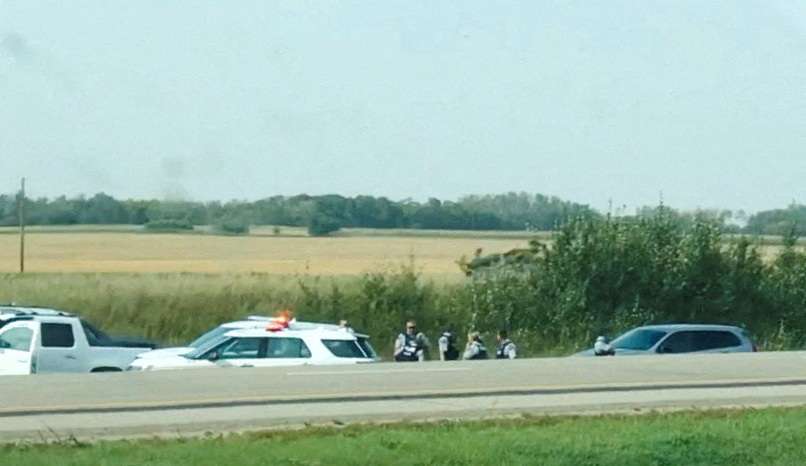 FILE PHOTO: A view of the scene where Myles Sanderson, the suspect of a stabbing spree in the Canadian province of Saskatchewan, is arrested in Rosthern