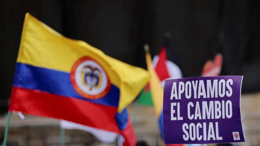 Supporters of Colombia's President Petro march in support of reforms proposed by his government, in Bogota