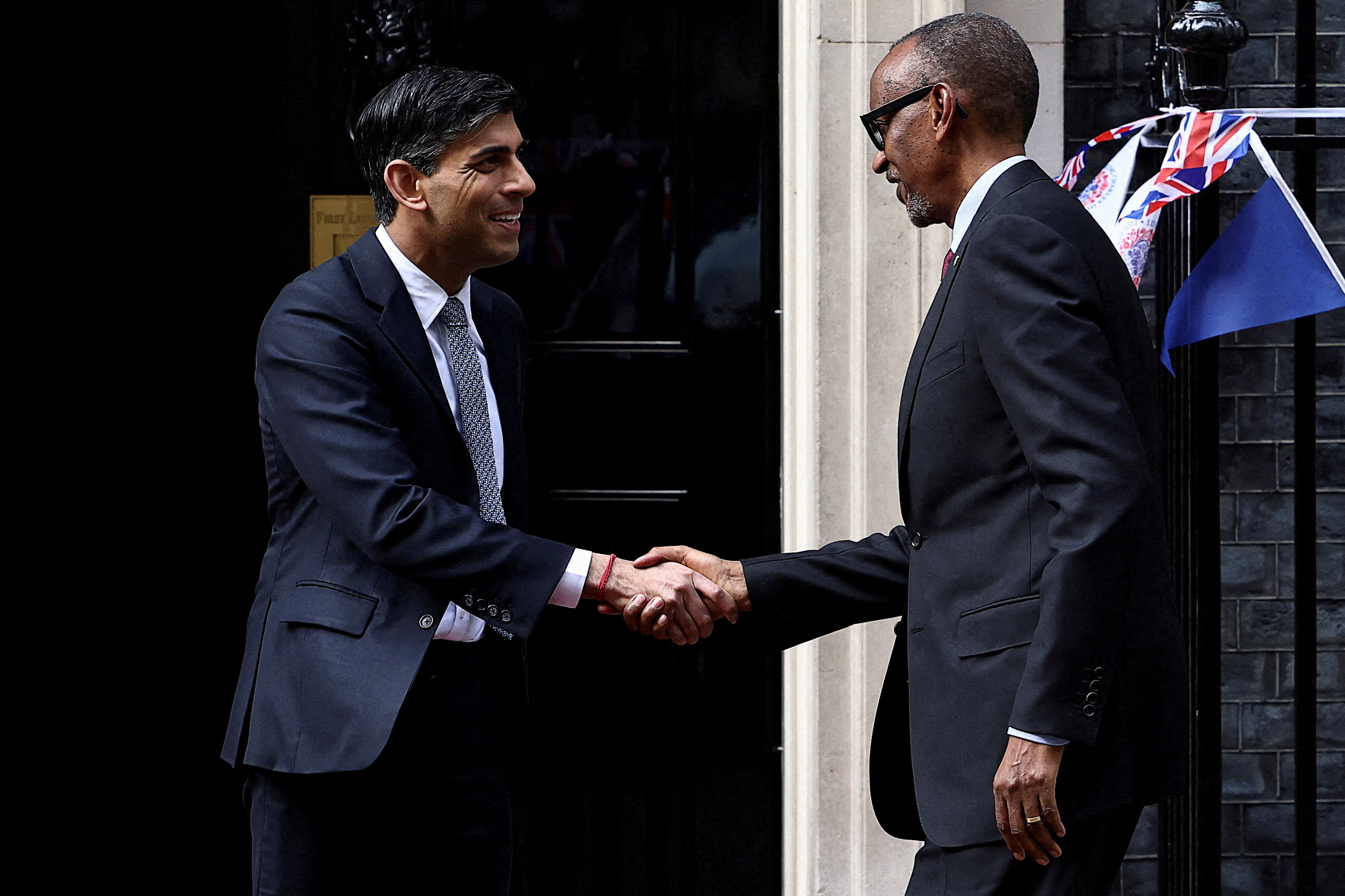 FILE PHOTO: British Prime Minister Rishi Sunak meets the Rwandan President Paul Kagame at Downing Street in London