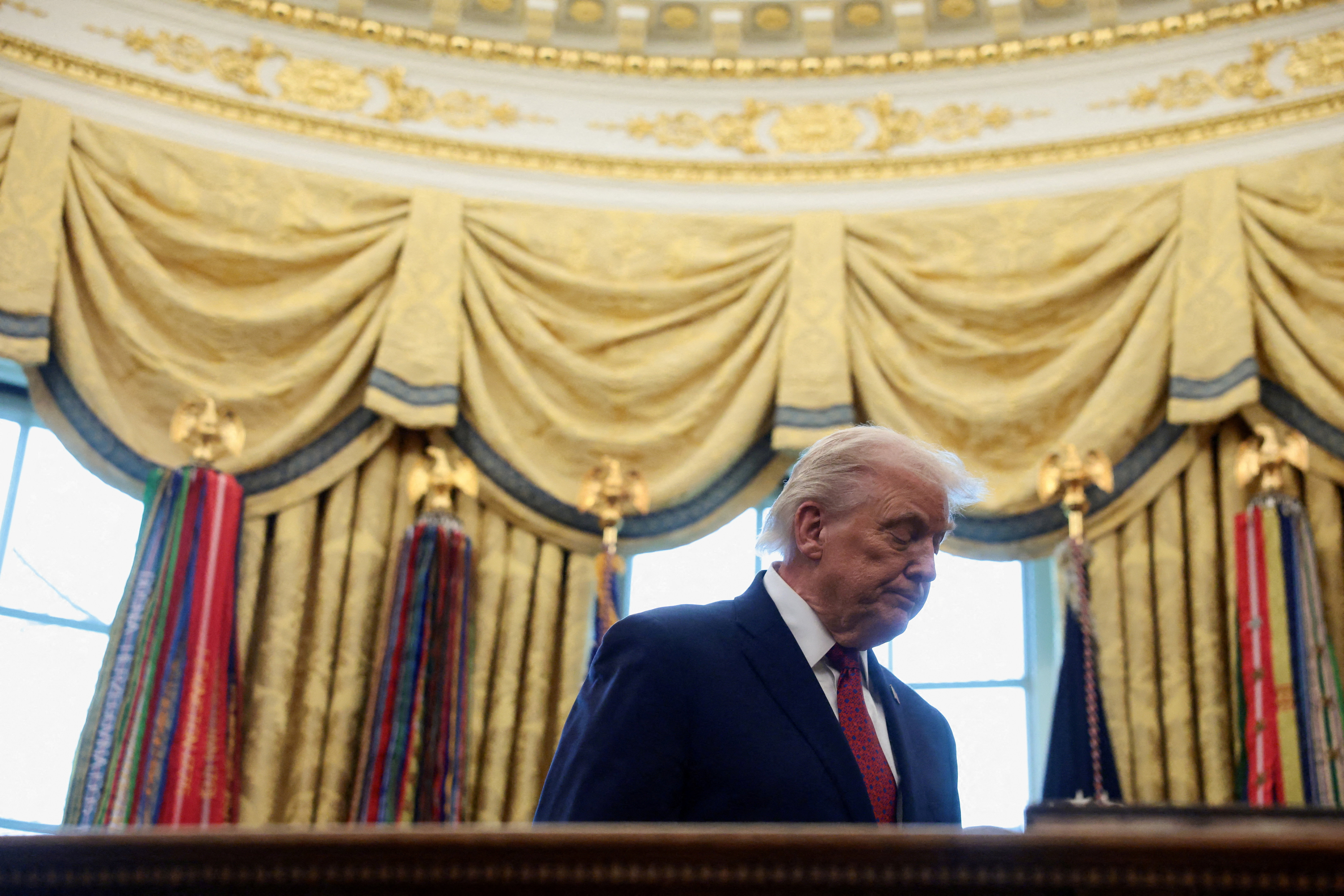 FILE PHOTO: U.S. President Donald Trump participates in a Mexican Border Defense Medal presentation at the White House in Washington