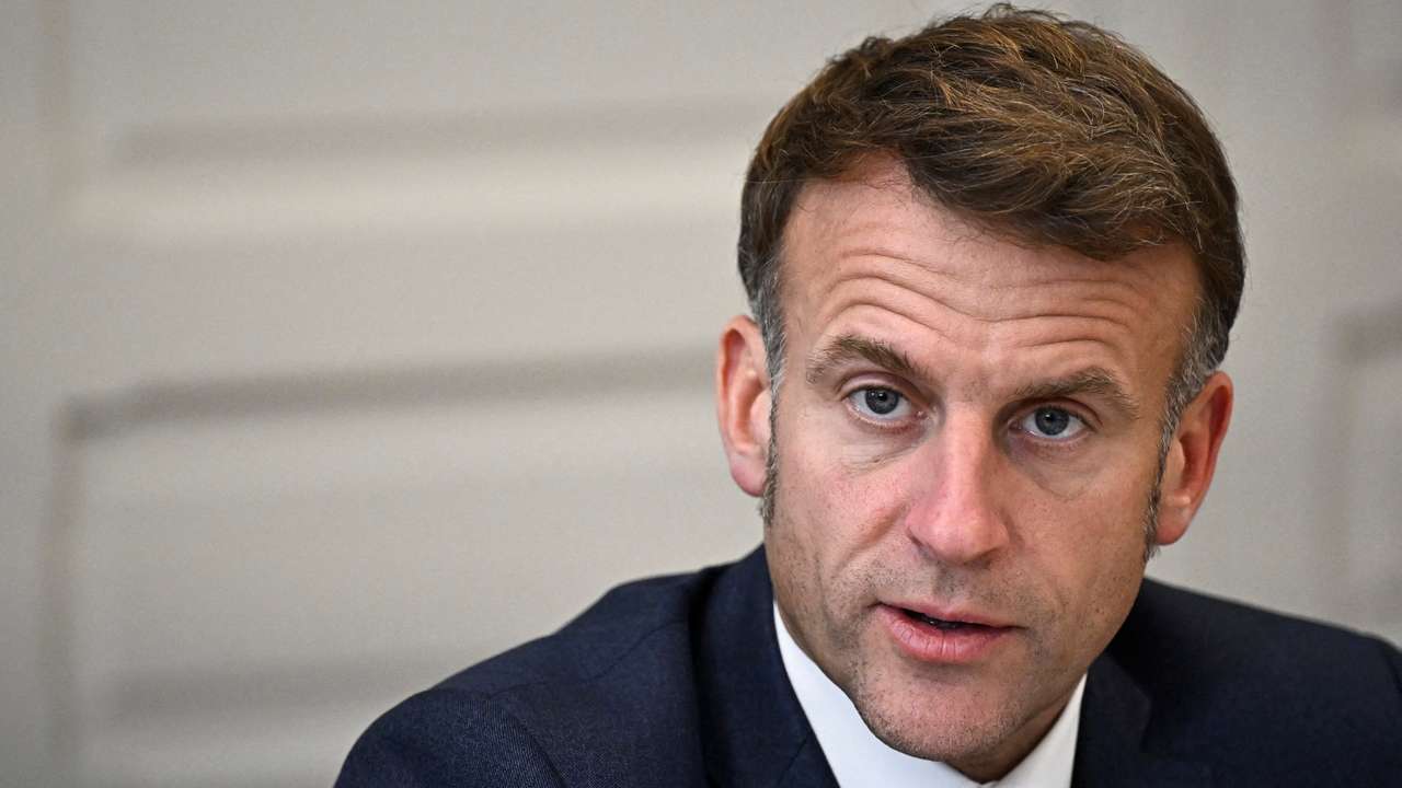 France's President Emmanuel Macron speaks during a statement to the press following a meeting of the Coalition of the Willing, in Paris