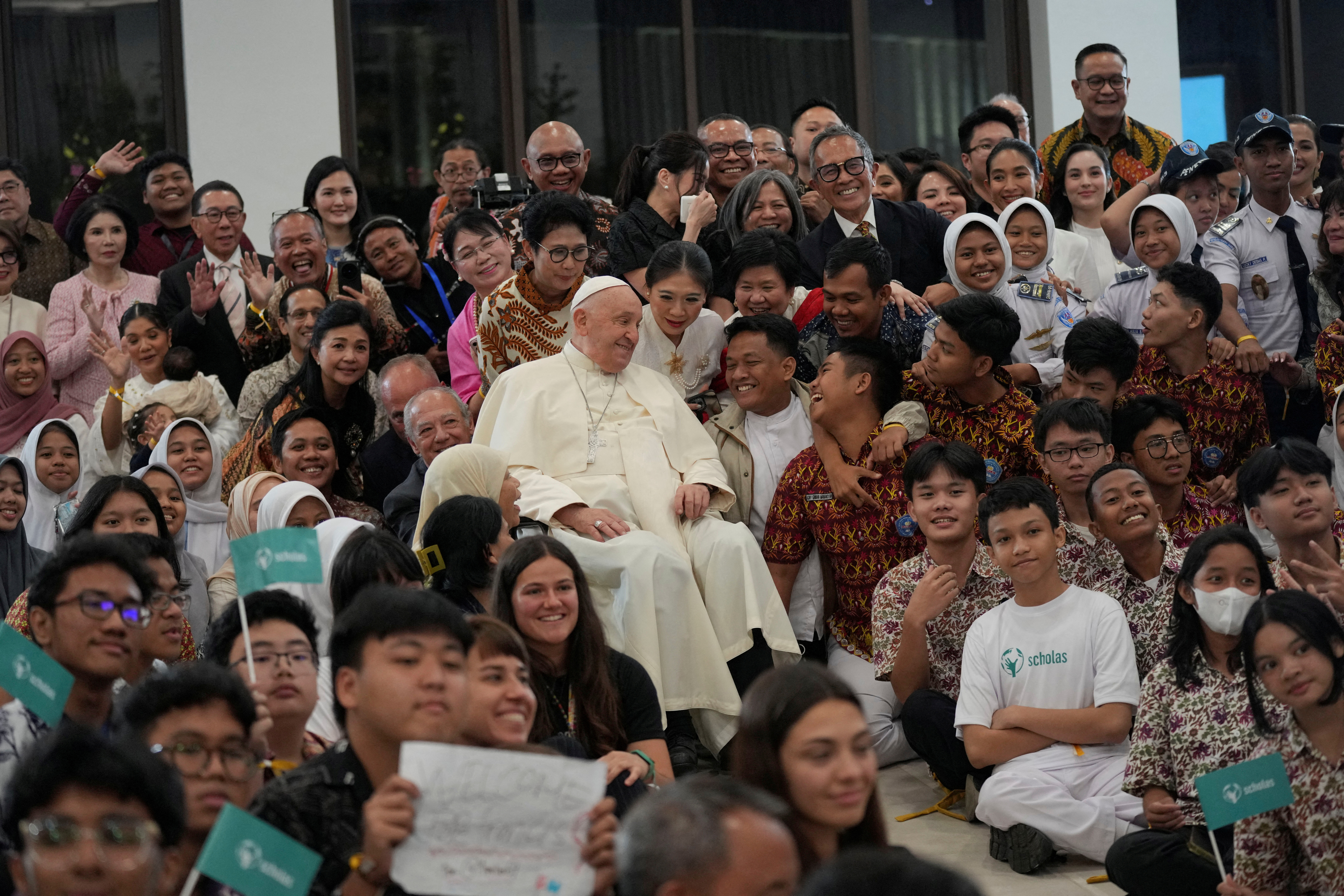 Pope Francis visits the Jakarta Cathedral, in Jakarta