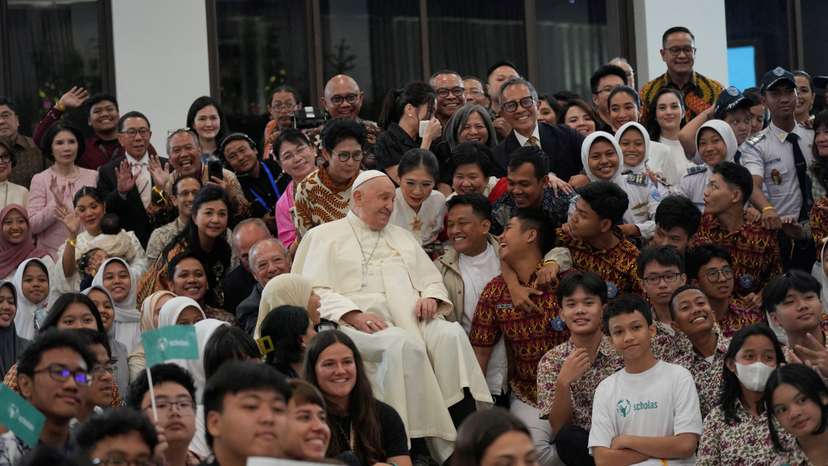 Pope Francis visits the Jakarta Cathedral, in Jakarta