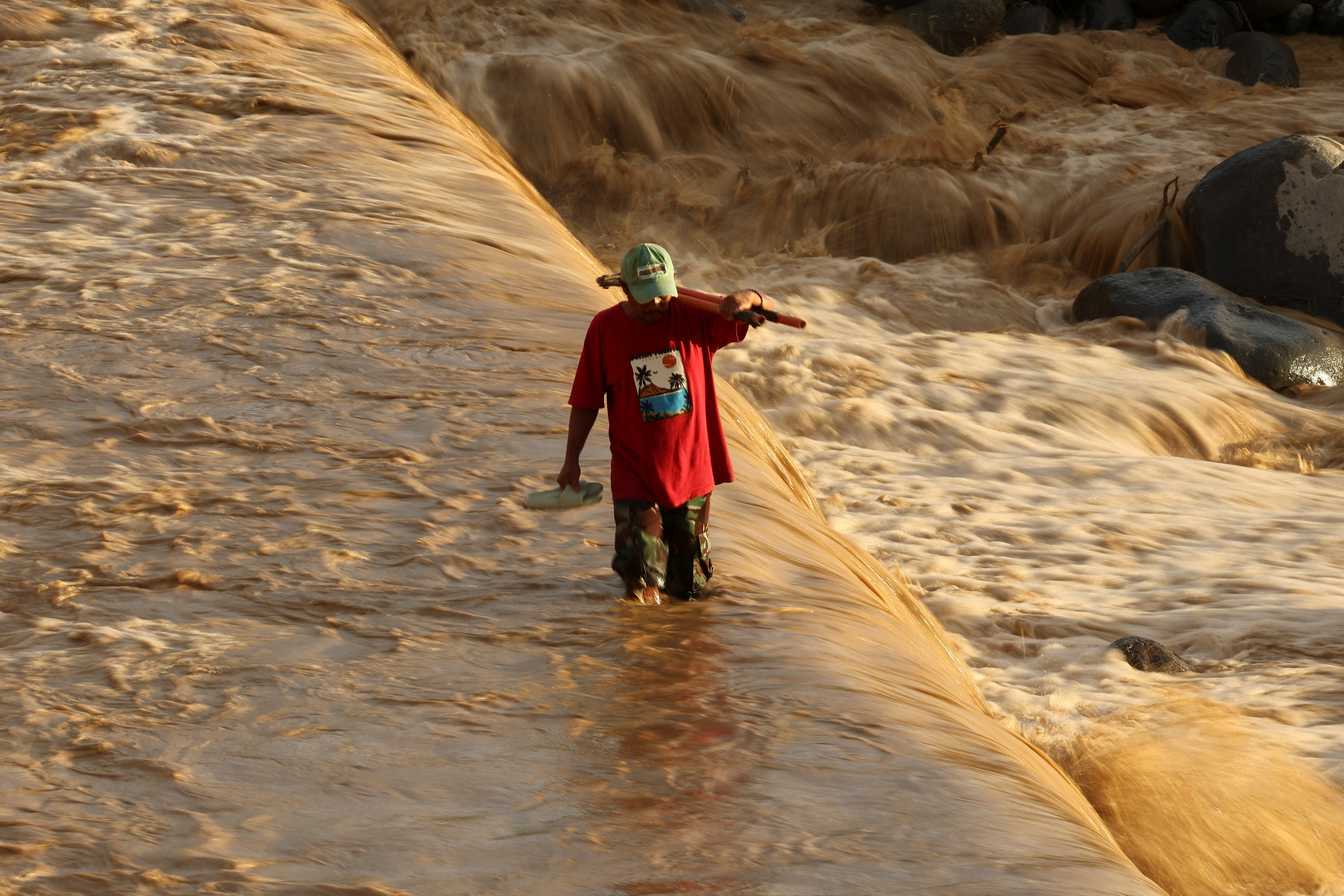 Area hit by flash floods in Padang, West Sumatra