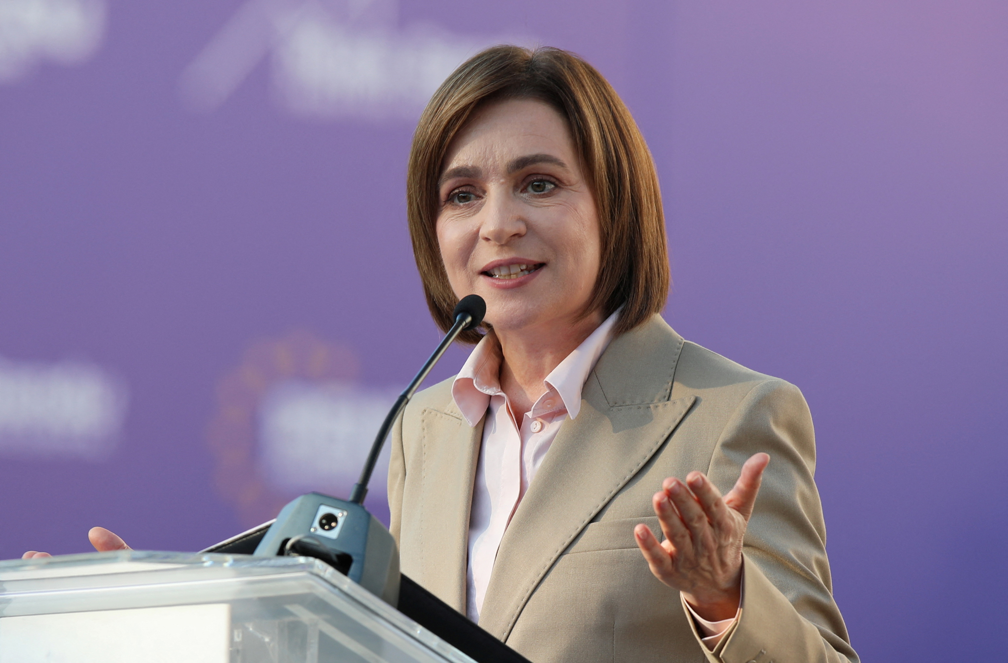 Moldovan incumbent President Maia Sandu holds a campaign rally in Chisinau